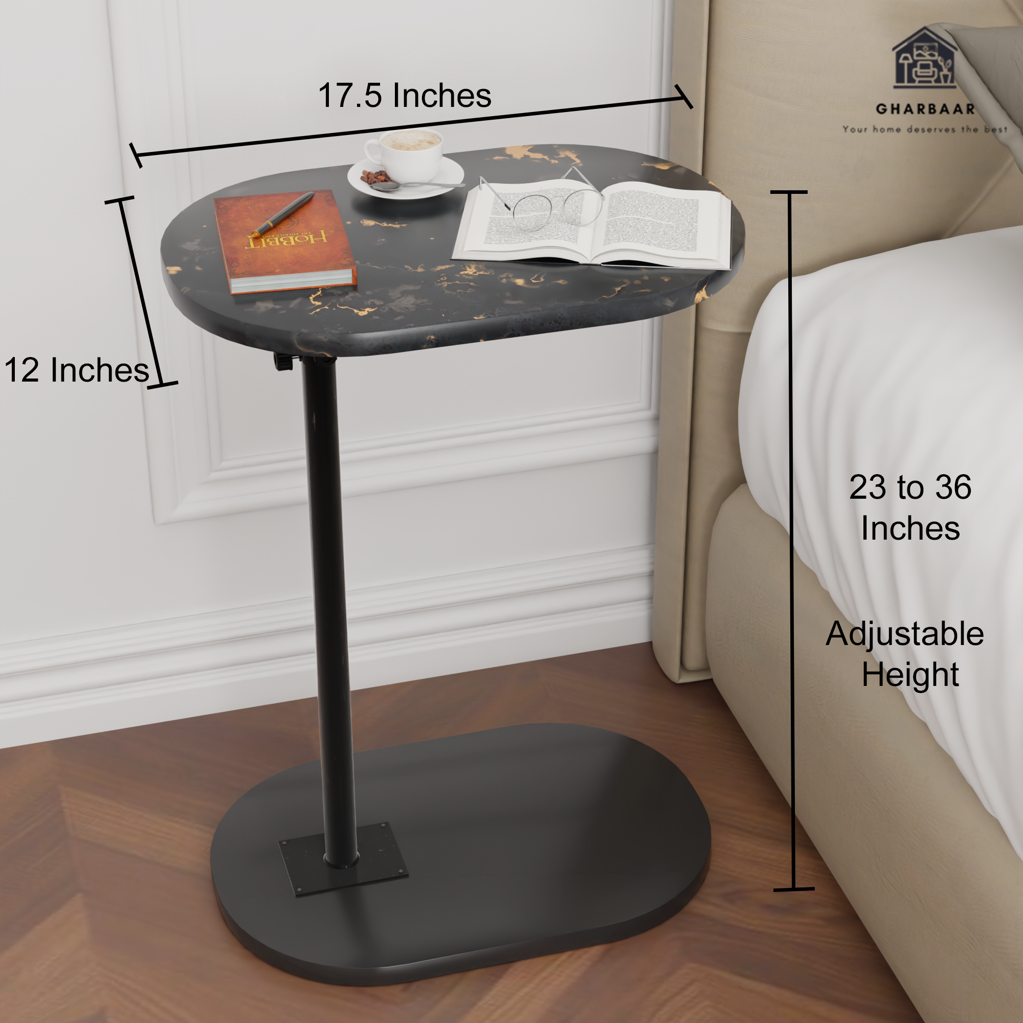 Adjustable Height 360° Move-able C-Shaped Table