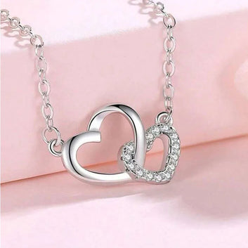 Silver Color Love Heart Pendant Necklace